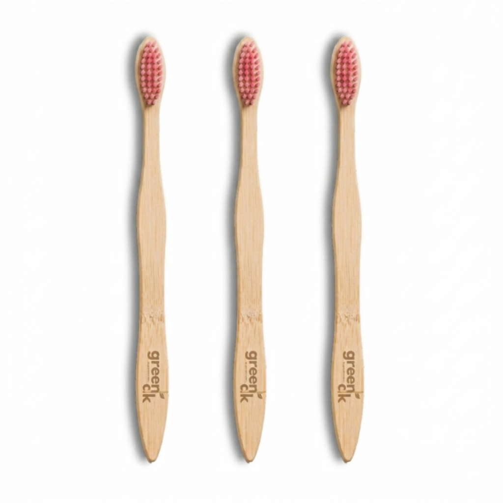 Greenloverstore Pinky Pink Organic bamboo tooth brush pack of 3