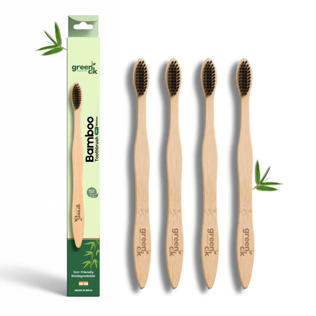 Greenak Organic bamboo tooth brush with charcoal infused bristles (BPA free nylon bristles)