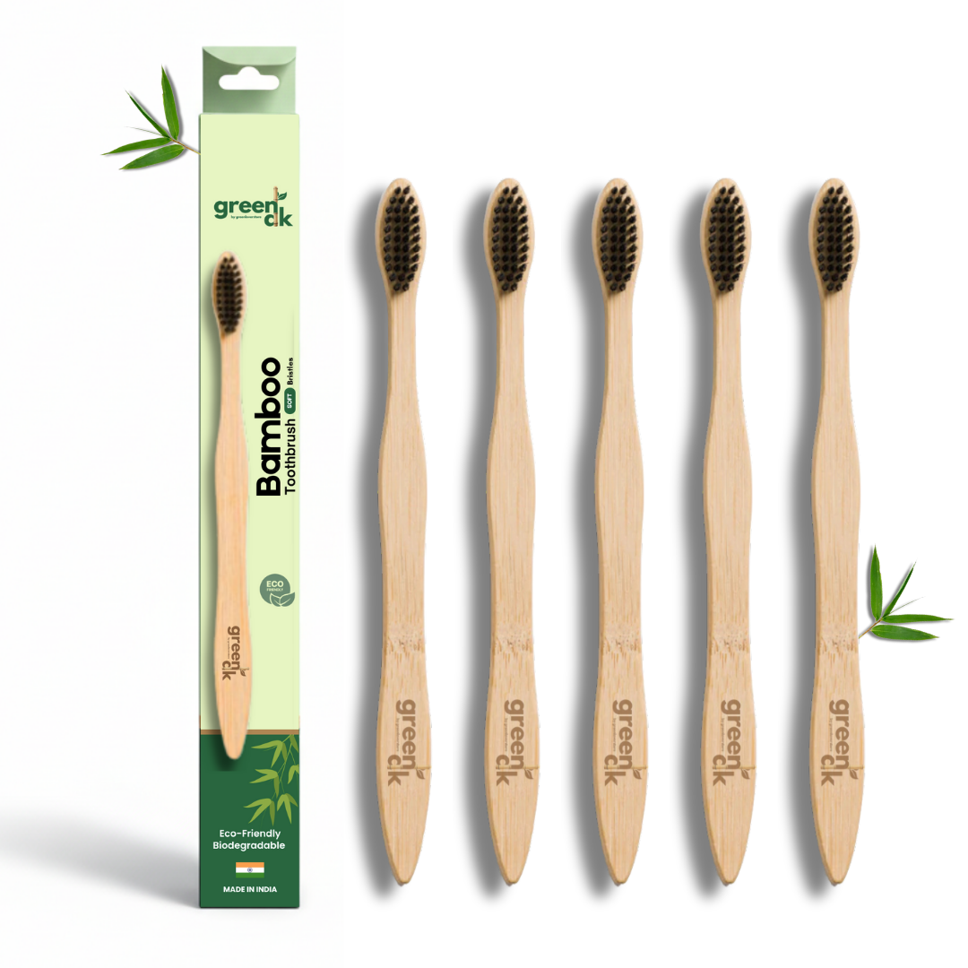 Greenak Organic bamboo tooth brush with charcoal infused bristles (BPA free nylon bristles)