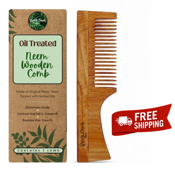 Oil-Treated Neem Wooden Comb — Handcrafted in Kerala