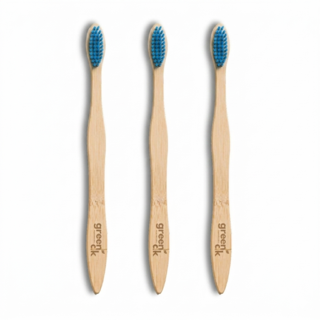 Greenloverstore Smurf Blue Organic bamboo tooth brush pack of 3