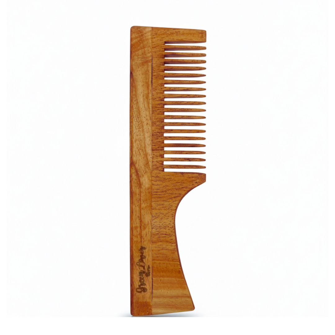 Greenloverstore 100% Pure Oil Treated Neem Wooden Handle Comb Pack Of 2