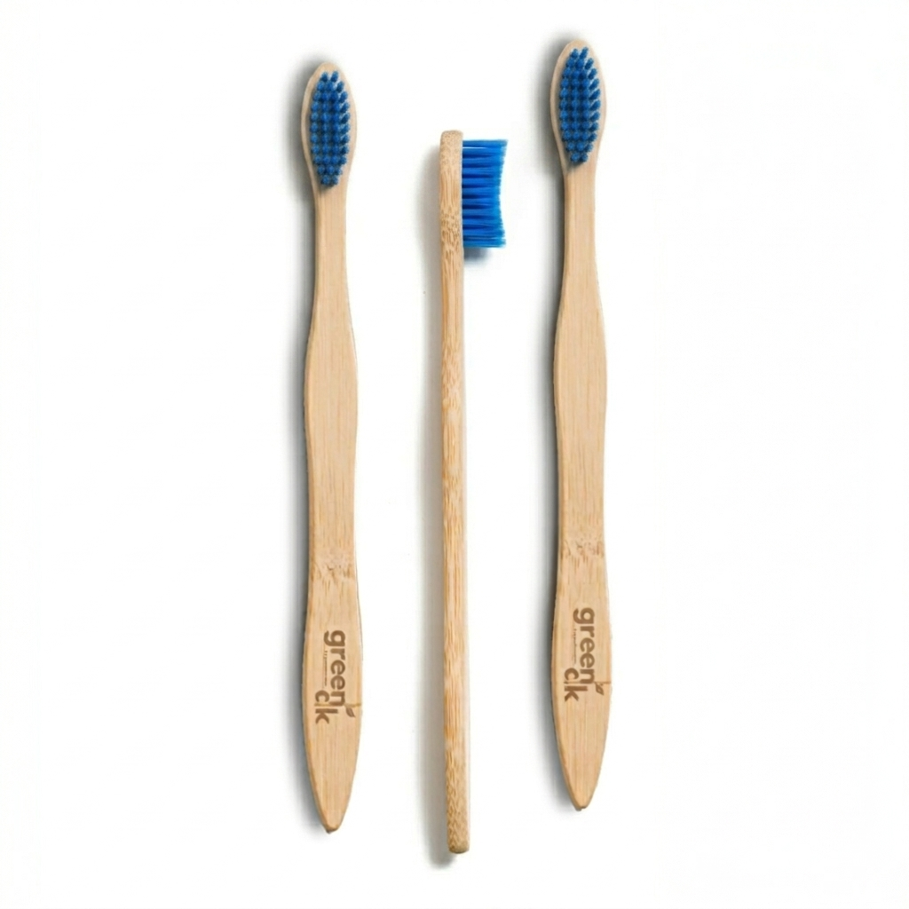 Greenloverstore Smurf Blue Organic bamboo tooth brush pack of 3