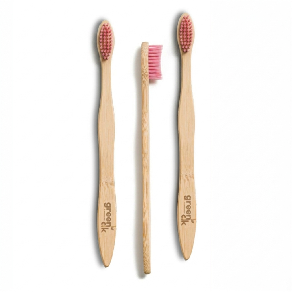 Greenloverstore Pinky Pink Organic bamboo tooth brush pack of 3