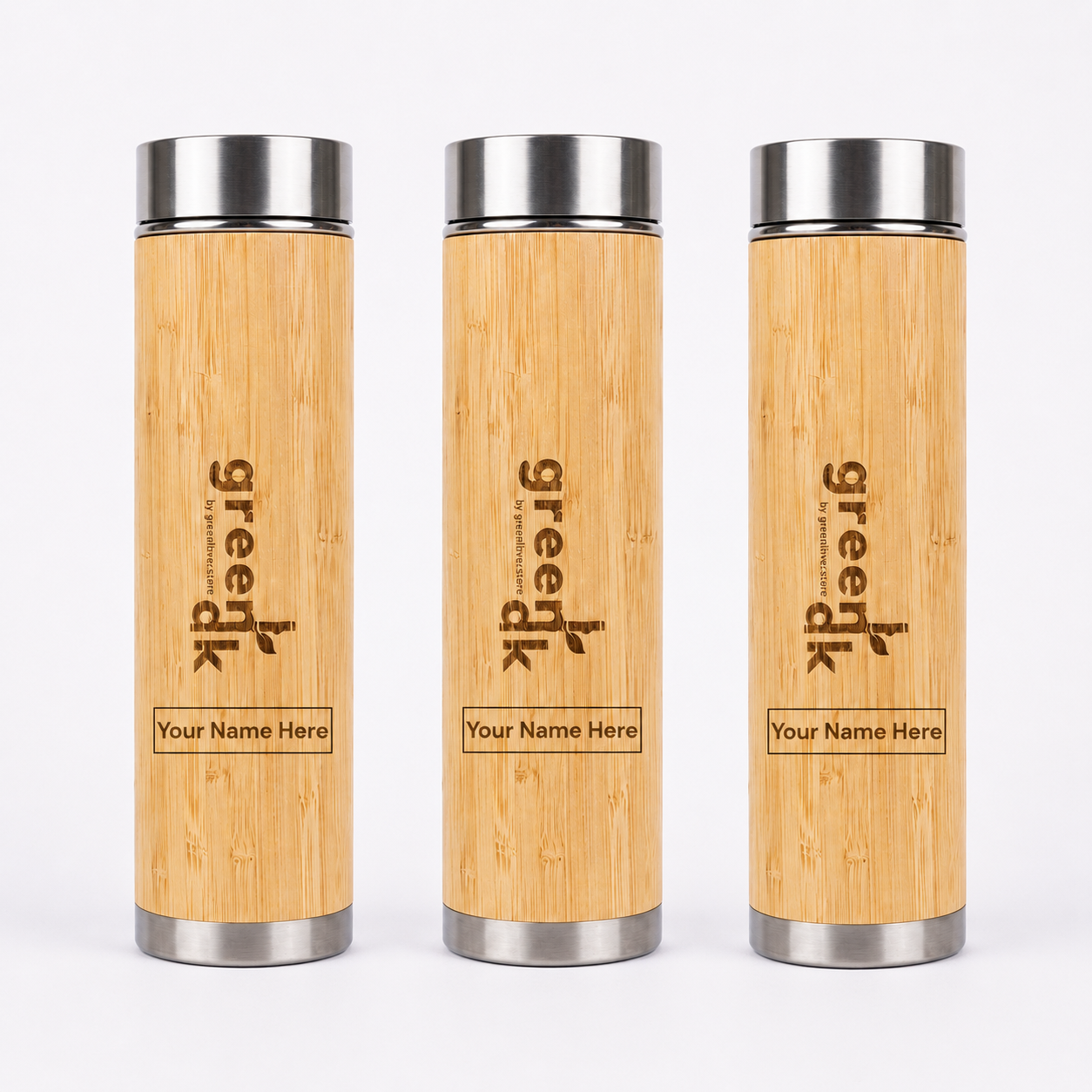 Greenak Bamboo Bottle with Stainless Steel Diffuser 500ml ( FREE NAME PRINTING )