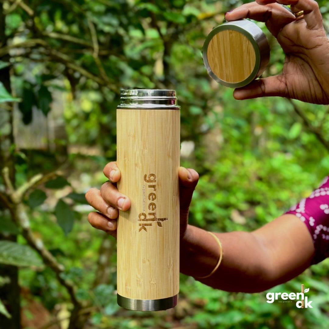 Greenak Bamboo Bottle with Stainless Steel Diffuser 500ml With Your Name Printed