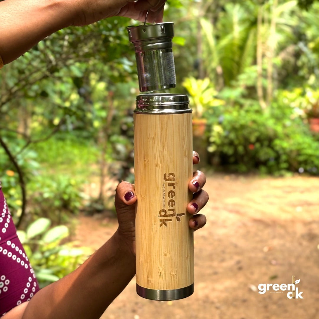Greenak Bamboo Bottle with Stainless Steel Diffuser 500ml With Your Name Printed