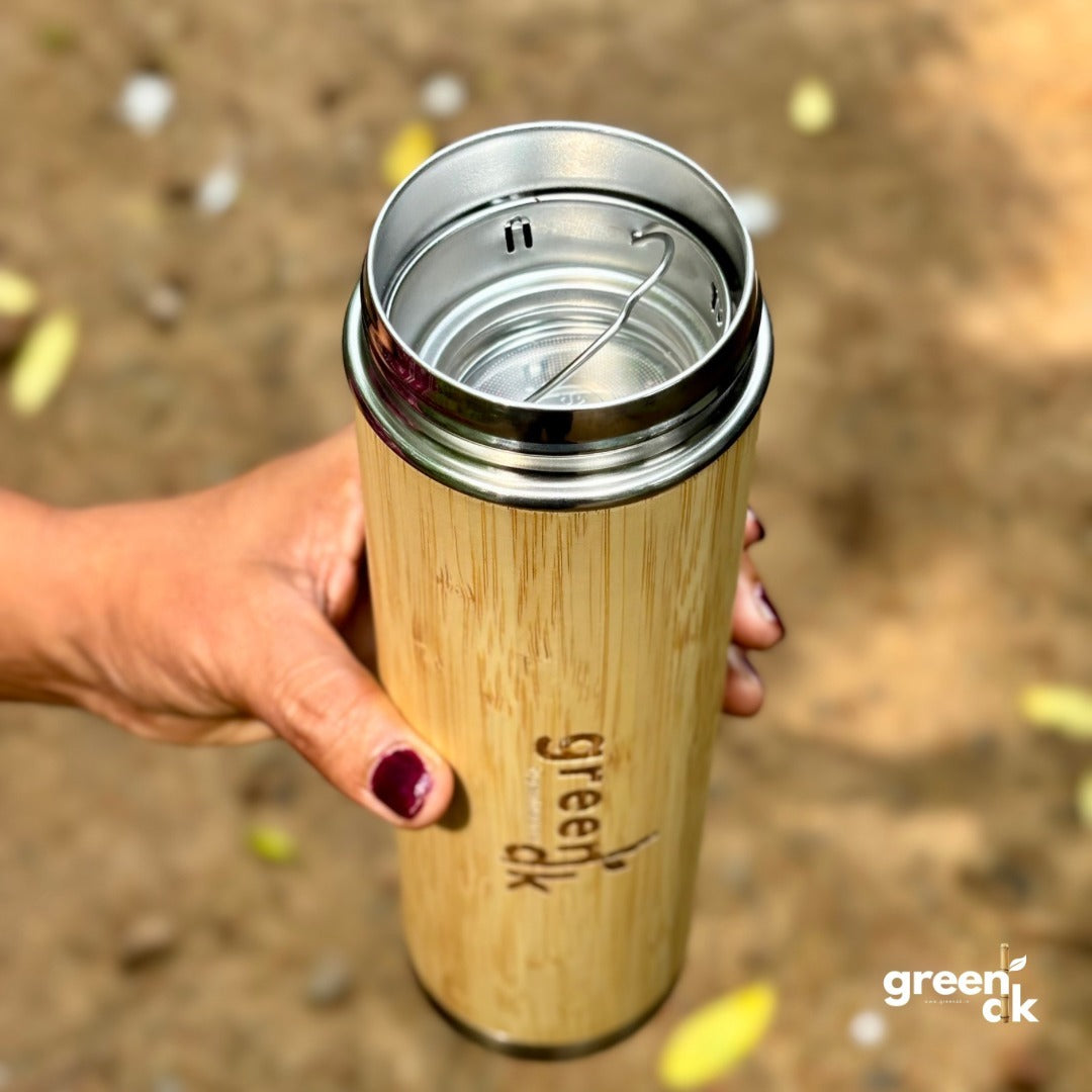 Greenak Bamboo Bottle with Stainless Steel Diffuser 500ml With Your Name Printed